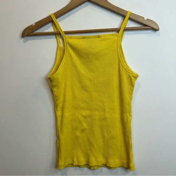 ☀️ 3/$15 SWS Basic Yellow Ribbed Stretch Tank Top - Picture 4 of 5